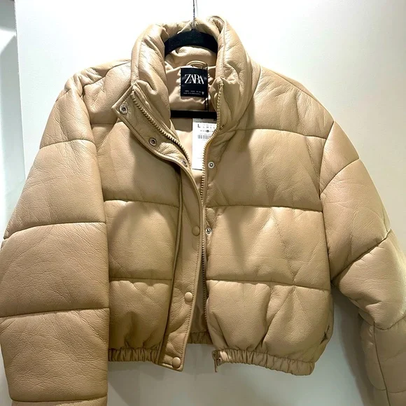 Zara Cropped Vegan Leather Puff Jacket 🤎 - Picture 4 of 6
